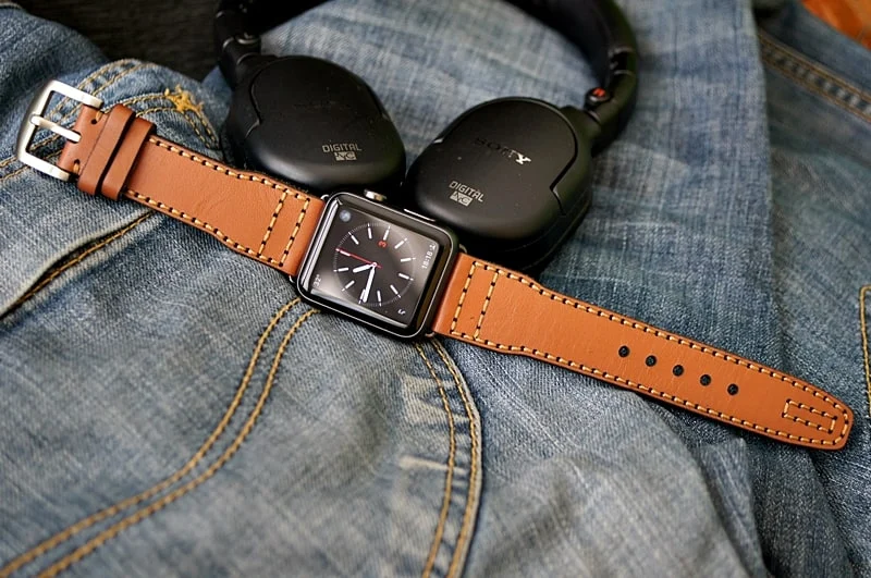 AWBF52-D60 handgefertigt Vintage Leder Uhrenarmband incl. Lugs Adapter für Apple Watch (oder Apple Watch Sport) 42mm oder 38mm – Bild 6