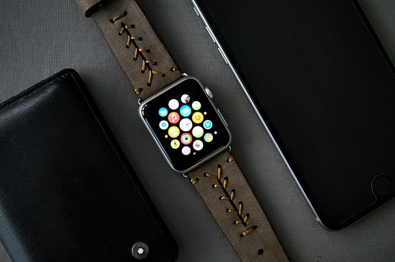 AWBF89-D3 handgefertigt Vintage Leder Uhrenarmband incl. Lugs Adapter für Apple Watch (oder Apple Watch Sport) 42mm oder 38mm