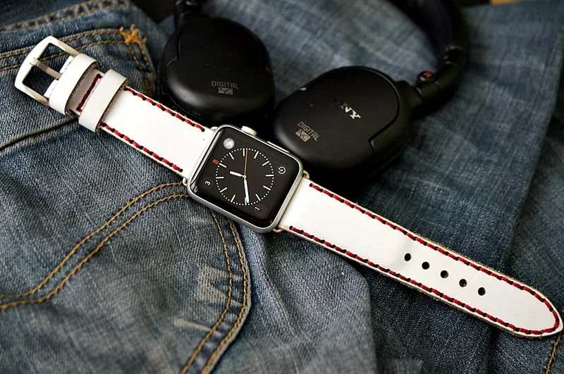AWBF 91-D91 handgefertigt Vintage Leder Uhrenarmband incl. Lugs Adapter für Apple Watch (oder Apple Watch Sport) 42mm oder 38mm