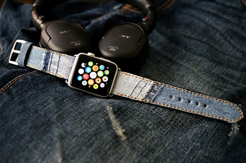 Handmade Jeans Strap incl. Lugs Adapter for Apple Watch (or Apple Watch Sport) 42mm or 38mm