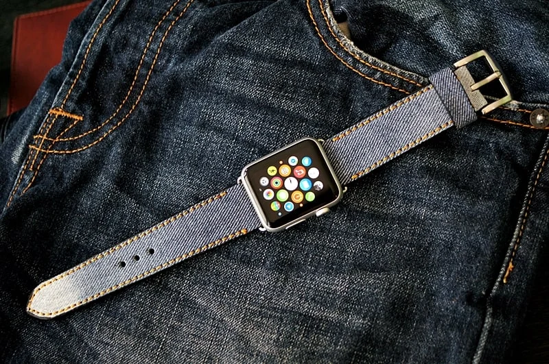Handmade Jean Original Strap incl. Lugs Adapter for Apple Watch (or Apple Watch Sport) 42mm or 38mm