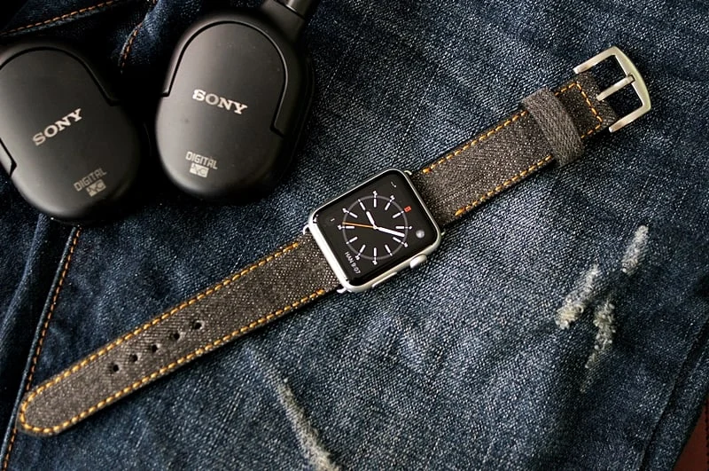 Handmade Jean Denim Strap incl. Lugs Adapter for Apple Watch (or Apple Watch Sport) 42mm or 38mm