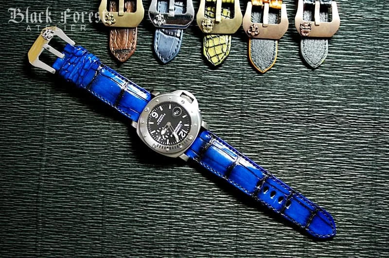 Patinated Crocodile 24mm Padded Strap compatible Panerai Nr01 – image 3