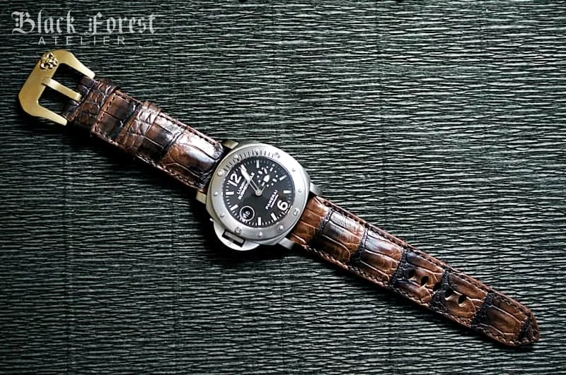 Patinated Crocodile 24mm Padded Strap compatible Panerai Nr02 – image 5