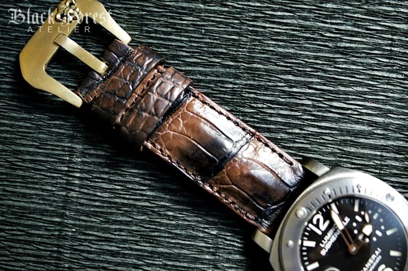 Patinated Crocodile 24mm Padded Strap compatible Panerai Nr02 – image 4