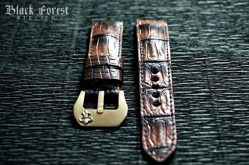 Patinated Crocodile 24mm Padded Strap compatible Panerai Nr02 – image 3