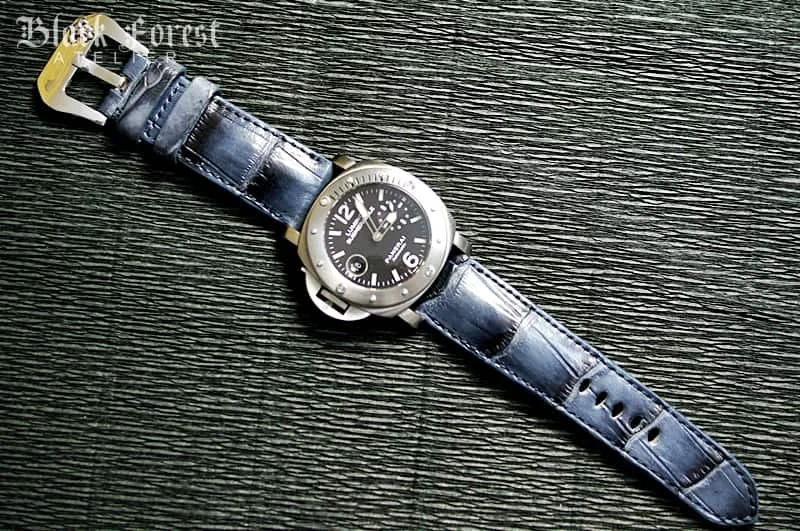 Patinated Crocodile 24mm Padded Strap compatible Panerai Nr03 – image 5