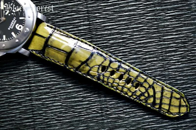 Patinated Crocodile 24mm Padded Strap compatible Panerai Nr04 – image 4