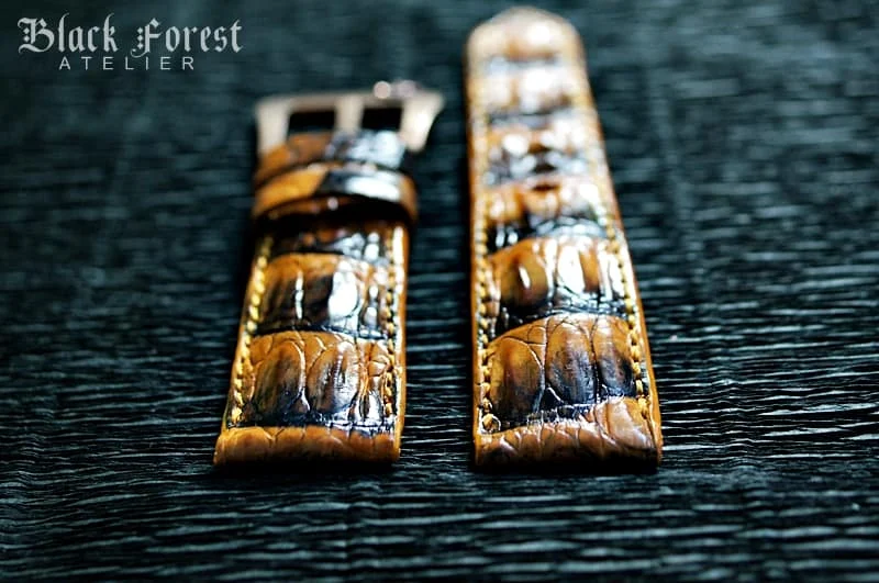 Patinated Crocodile 24mm Padded Strap compatible Panerai Nr05