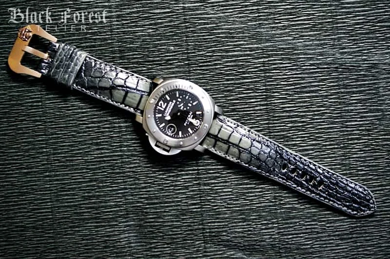 Patinated Crocodile 24mm Padded Strap compatible Panerai Nr06 – image 6
