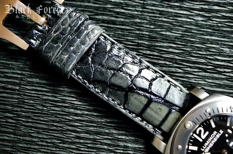 Patinated Crocodile 24mm Padded Strap compatible Panerai Nr06 – image 5