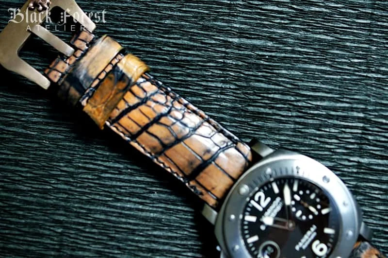 Patinated Crocodile 24mm Padded Strap compatible Panerai Nr10 – image 7
