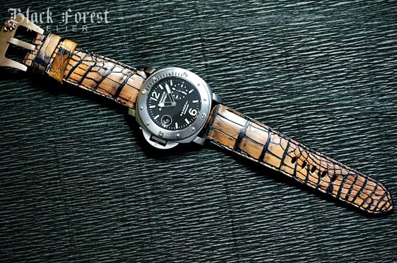 Patinated Crocodile 24mm Padded Strap compatible Panerai Nr10 – image 5