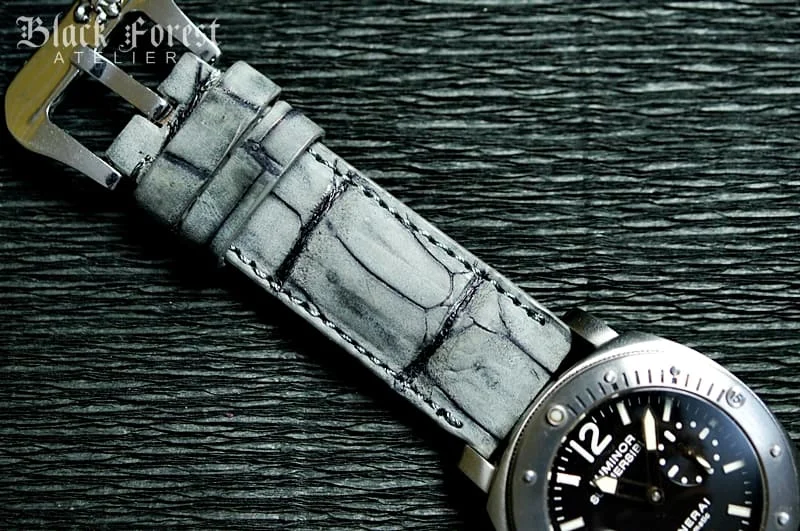 Nubuck Patinated Crocodile 24mm Padded Strap compatible Panerai Nr11 – image 6
