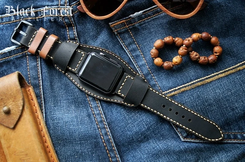 CUFF Handmade Leather Strap incl. Lugs Adapter for Apple Watch (or Apple Watch Sport) 42mm or 38mm