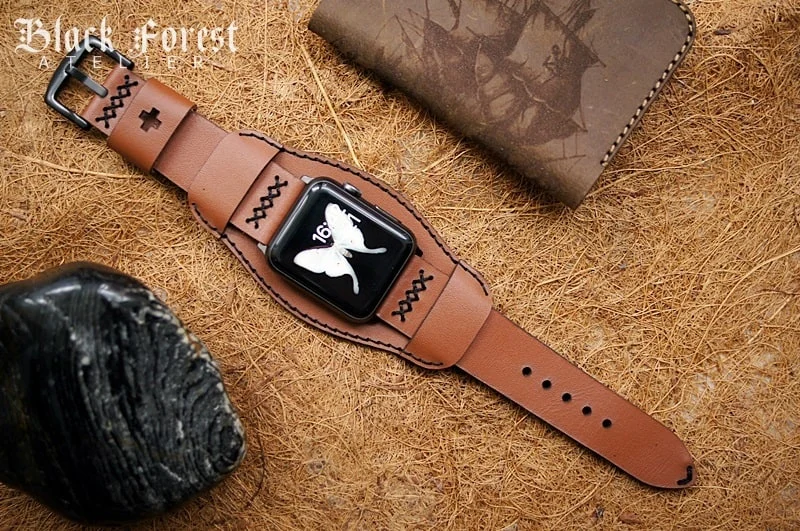 CUFF handgefertigt Leder Uhrenarmband incl. Lugs Adapter für Apple Watch (oder Apple Watch Sport) 42mm oder 38mm