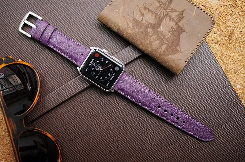 Handgefertigtes Uhrenarmband 4 aus Straußenbauchleder inkl. Bandadapter und Schließe für Apple Watch Serie 1 2 3 4 – Bild 2