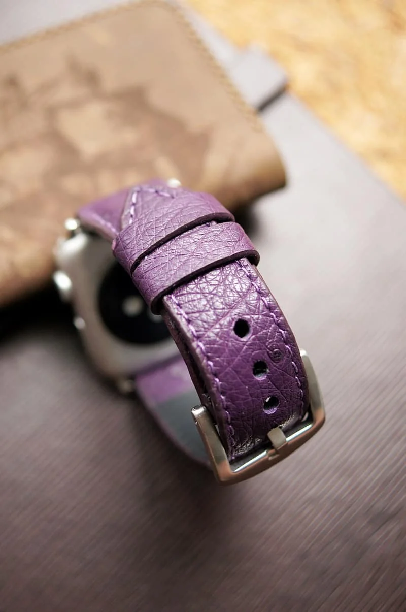 Handgefertigtes Uhrenarmband 4 aus Straußenbauchleder inkl. Bandadapter und Schließe für Apple Watch Serie 1 2 3 4 – Bild 4