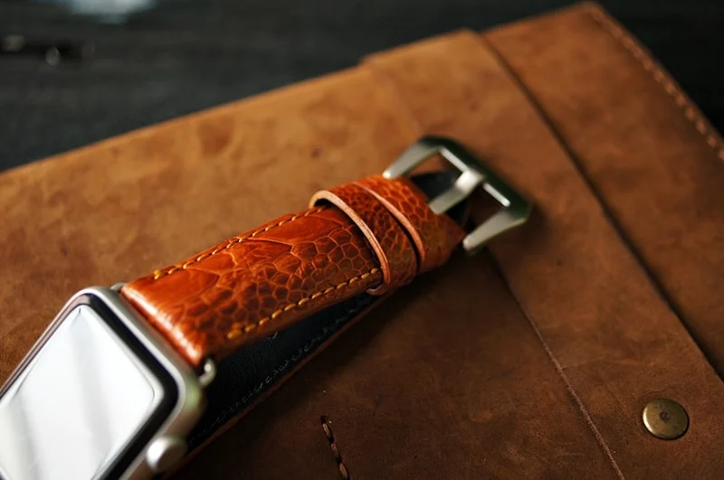 Handmade Ostrich Leg Strap incl. Lugs Adapter for Apple Watch (or Apple Watch Sport) 42mm or 38mm – image 3