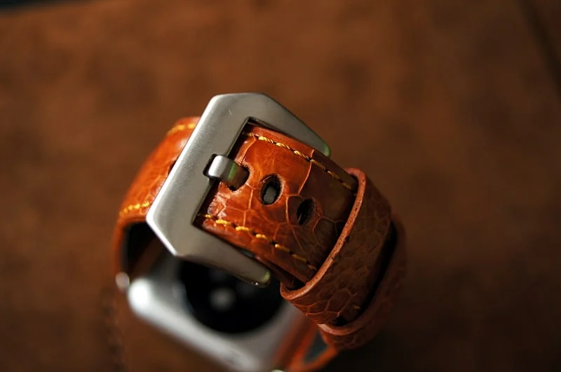Handmade Ostrich Leg Strap incl. Lugs Adapter for Apple Watch (or Apple Watch Sport) 42mm or 38mm – image 4