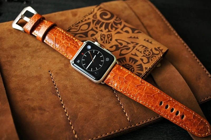 Handmade Ostrich Leg Strap incl. Lugs Adapter for Apple Watch (or Apple Watch Sport) 42mm or 38mm – image 5