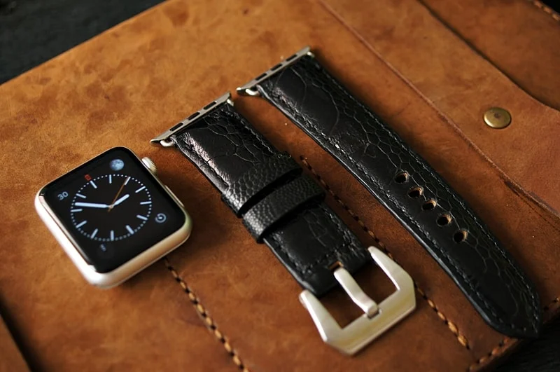Handmade Ostrich Leg Strap 1 incl. Lugs Adapter for Apple Watch (or Apple Watch Sport) 42mm or 38mm – image 2