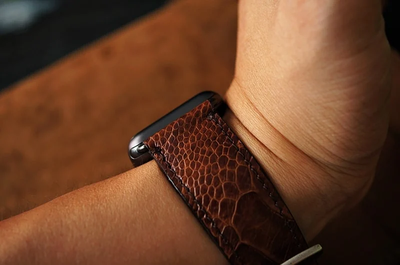 Handmade Ostrich Leg Strap 2 incl. Lugs Adapter for Apple Watch (or Apple Watch Sport) 42mm or 38mm – image 4
