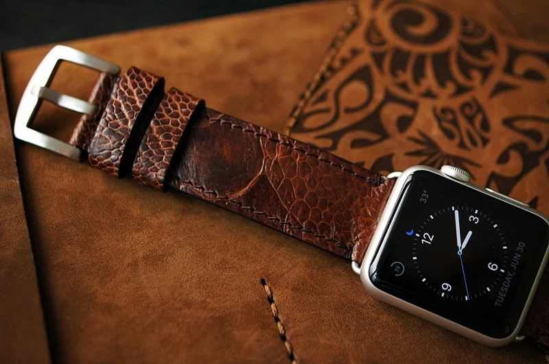 Handmade Ostrich Leg Strap 2 incl. Lugs Adapter for Apple Watch (or Apple Watch Sport) 42mm or 38mm – image 2