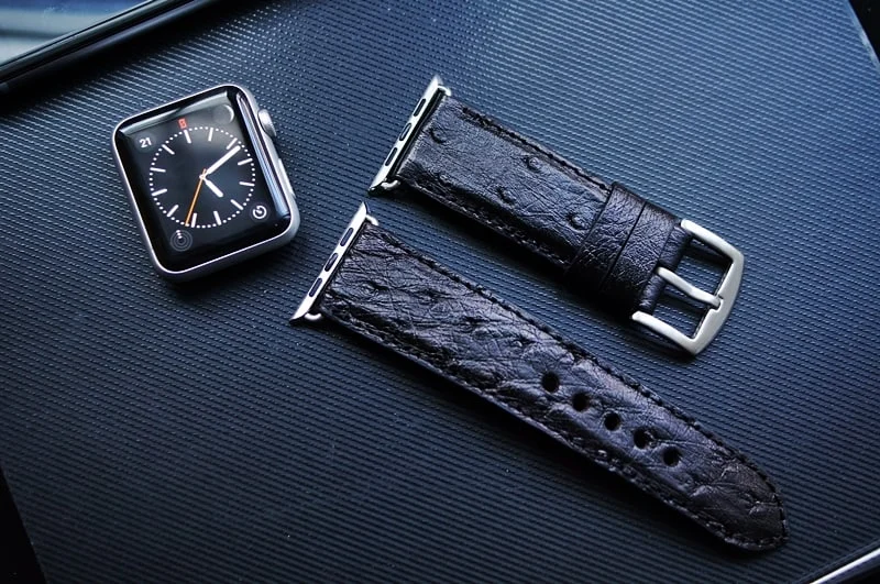 Handmade Ostrich Belly Strap 5 incl. Lugs Adapter + Buckle for Apple Watch Series 1 2 3 4