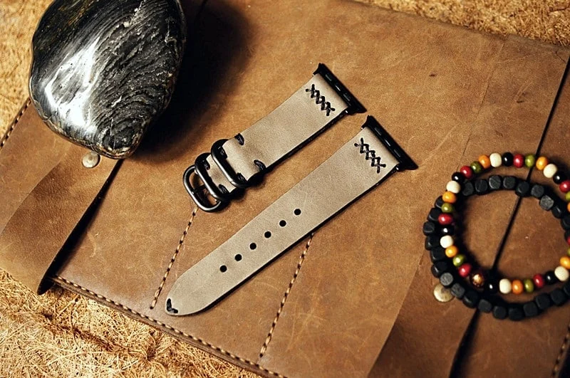 Maßanfertigung: NATO-Uhrenarmband aus Vintage-Leder inkl. Bandadapter und Schließe für Apple Watch (oder Sport) 42mm oder 38mm AW-NATO-BF08A-D3