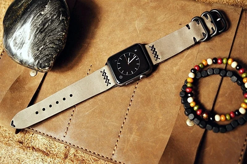 Maßanfertigung: NATO-Uhrenarmband aus Vintage-Leder inkl. Bandadapter und Schließe für Apple Watch (oder Sport) 42mm oder 38mm AW-NATO-BF08A-D3 – Bild 4