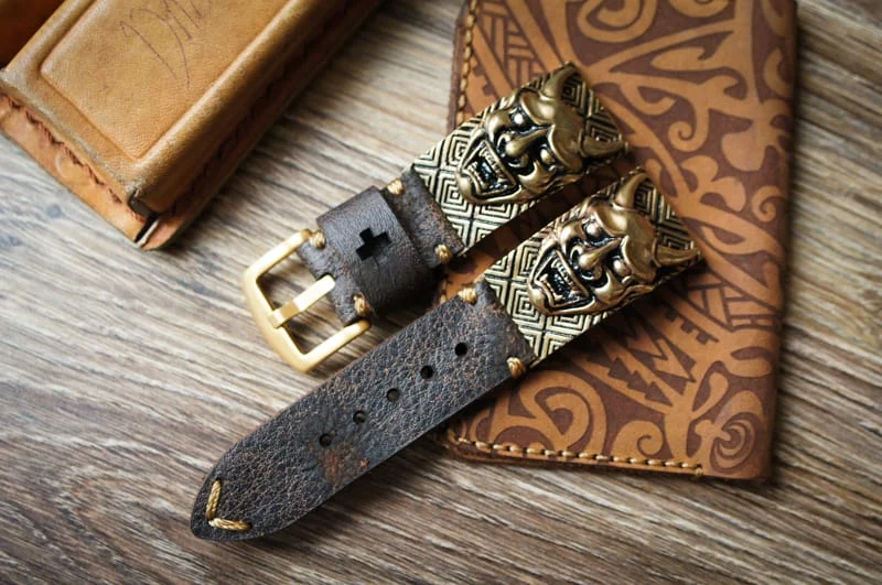 Hanya Yellow Bronze Pendants Strap ( 2pieces) for Panerai or Apple Watch 1 and 2 – image 4
