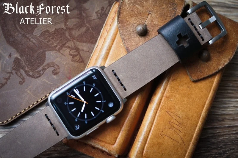 AWBF03-D3 handgefertigt Vintage Leder Uhrenarmband incl. Lugs Adapter für Apple Watch 1 Serie und 2 Serie (oder Apple Watch Sport) 42mm oder 38mm – Bild 6