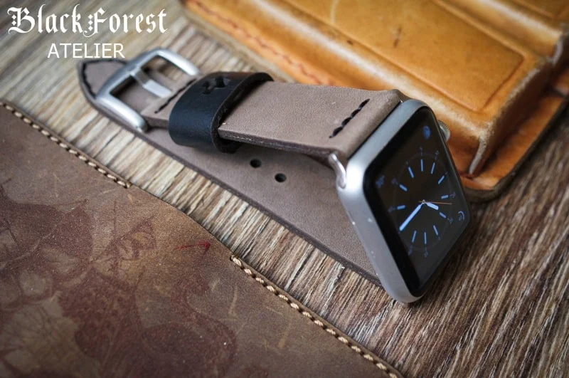 AWBF03-D3 handgefertigt Vintage Leder Uhrenarmband incl. Lugs Adapter für Apple Watch 1 Serie und 2 Serie (oder Apple Watch Sport) 42mm oder 38mm – Bild 3