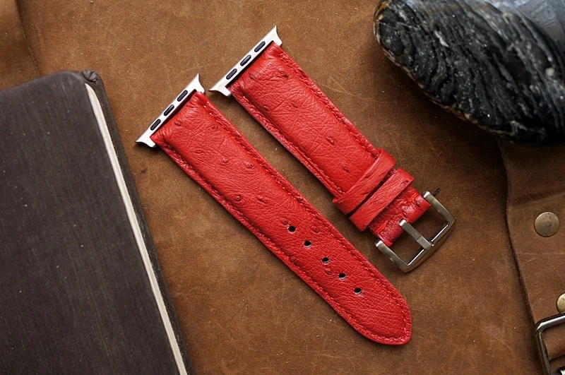 Handmade Ostrich Belly Strap 1 incl. Lugs Adapter + Buckle for Apple Watch Series 1 2 3 4