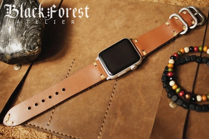 Maßanfertigung: NATO-Uhrenarmband aus Vintage-Leder inkl. Bandadapter und Schließe für Apple Watch (oder Sport) 42mm oder 38mm AW-NATO-BF20-D60 – Bild 5