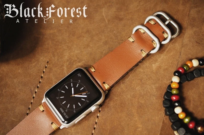 Maßanfertigung: NATO-Uhrenarmband aus Vintage-Leder inkl. Bandadapter und Schließe für Apple Watch (oder Sport) 42mm oder 38mm AW-NATO-BF20-D60 – Bild 4