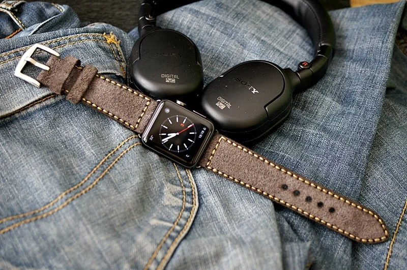 AWBF04-DLX handgefertigt Vintage Leder Uhrenarmband incl. Lugs Adapter für Apple Watch 1 Serie und 2 Serie (oder Apple Watch Sport) 42mm oder 38mm