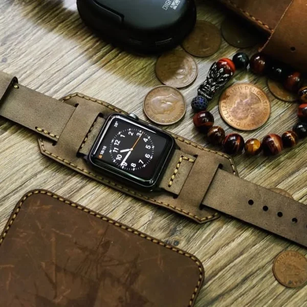 AWBF2626 -D3 CUFF handgefertigt Vintage Leder Uhrenarmband incl. Lugs Adapter für Apple Watch 1 Serie und 2 Serie (oder Apple Watch Sport) 42mm oder 38mm
