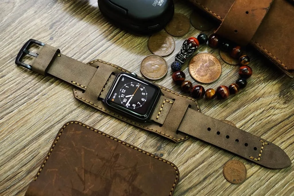 AWBF2626 -D3 CUFF handgefertigt Vintage Leder Uhrenarmband incl. Lugs Adapter für Apple Watch 1 Serie und 2 Serie (oder Apple Watch Sport) 42mm oder 38mm