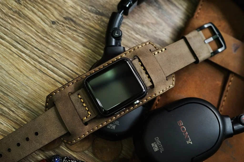 AWBF2626 -D3 CUFF handgefertigt Vintage Leder Uhrenarmband incl. Lugs Adapter für Apple Watch 1 Serie und 2 Serie (oder Apple Watch Sport) 42mm oder 38mm – Bild 4
