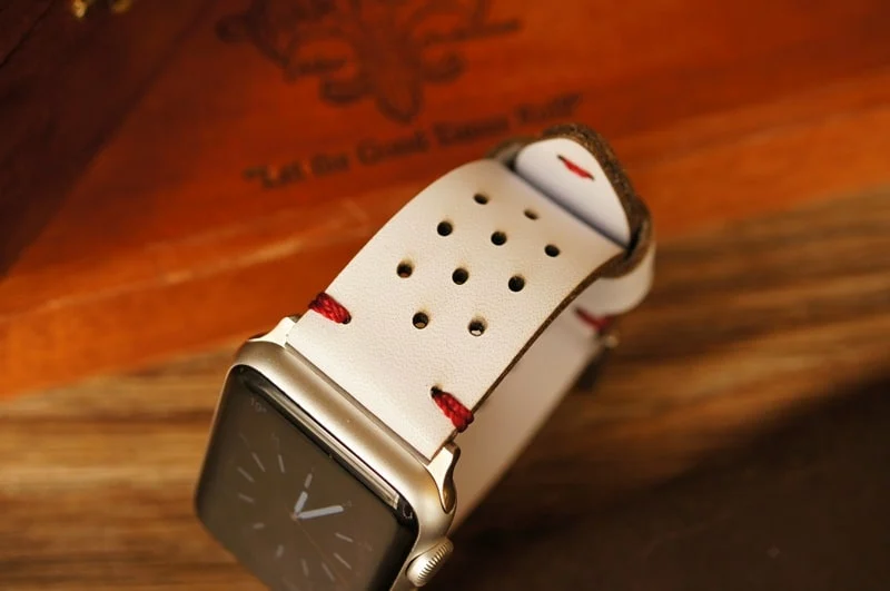 AWDH03-D91 handgefertigt Vintage Leder Uhrenarmband incl. Lugs Adapter für Apple Watch 1 Serie und 2 Serie (oder Apple Watch Sport) 42mm oder 38mm – Bild 3