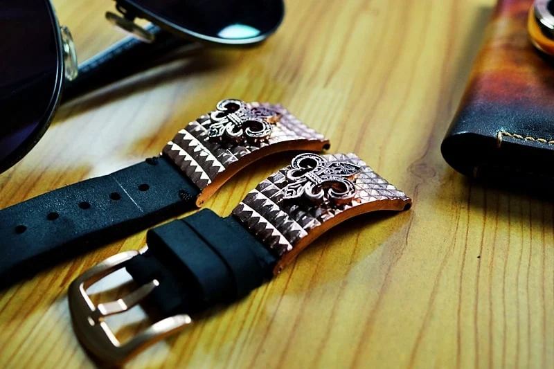 Fleu De Lis 2nd Edition Pendants Apple Watch Strap Band (Silver Plated , Yellow Bronze, Pink Bronze ) for Series 123456 SE, 38/40mm or 42/44mm , Panerai, Seiko , Rolex – image 4