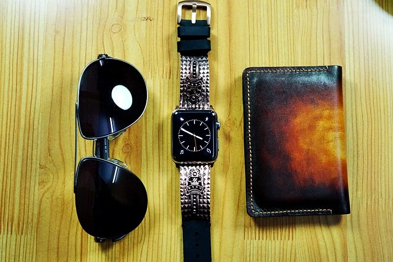 Apple-Watch-Armband mit Schwert-Anhänger (versilbert, gelbe Bronze, rosafarbene Bronze) für Serie 123456 SE, 38/40mm oder 42/44mm, Panerai, Seiko, Rolex