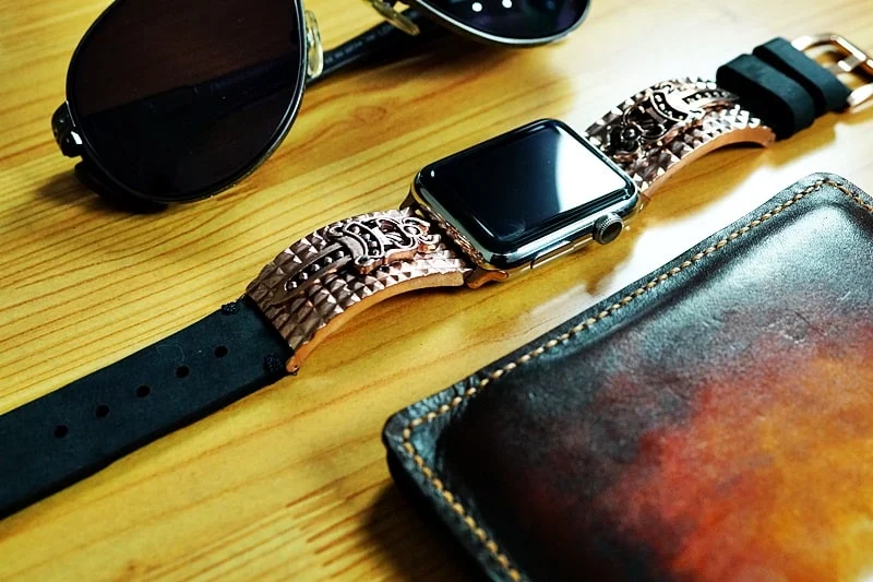 Apple-Watch-Armband mit Schwert-Anhänger (versilbert, gelbe Bronze, rosafarbene Bronze) für Serie 123456 SE, 38/40mm oder 42/44mm, Panerai, Seiko, Rolex – Bild 3