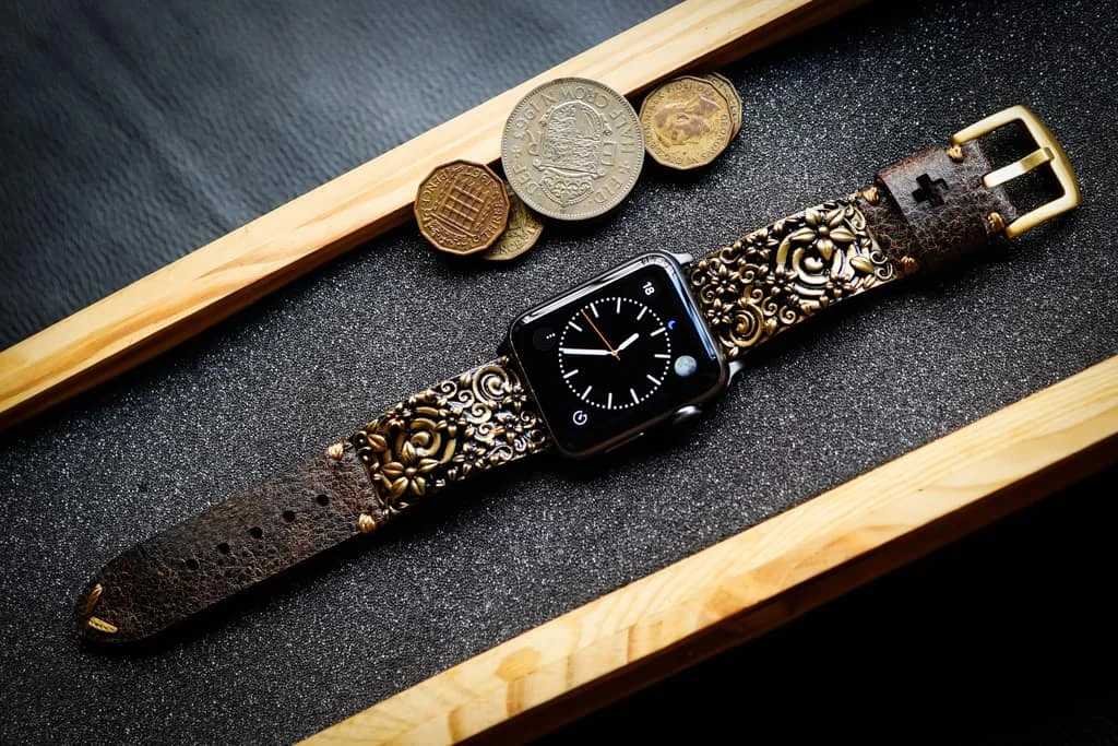 Sakura Yellow Bronze Pendants Strap ( 2pieces) for Panerai or Apple Watch 123456 SE.