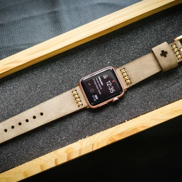 AWBF02-D3 handgefertigt Vintage Leder Uhrenarmband incl. Lugs Adapter für Apple Watch Serie 1 2 3 4