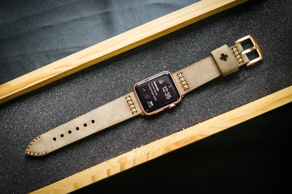 AWBF02-D3 handgefertigt Vintage Leder Uhrenarmband incl. Lugs Adapter für Apple Watch Serie 1 2 3 4