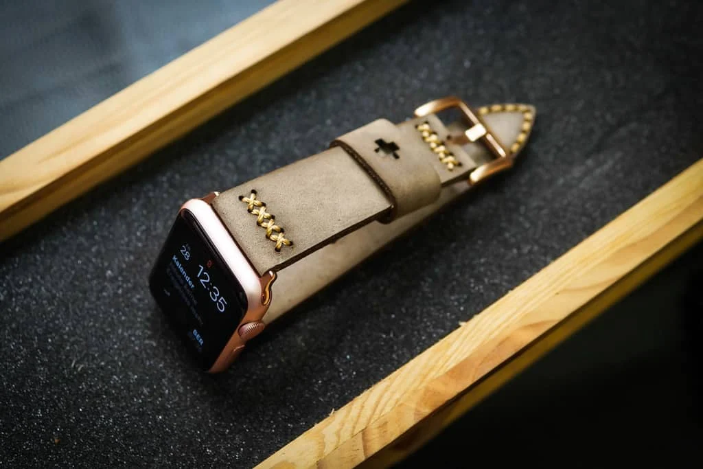 AWBF02-D3 handgefertigt Vintage Leder Uhrenarmband incl. Lugs Adapter für Apple Watch Serie 1 2 3 4 – Bild 5
