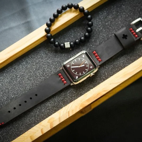 AWBF02-D123 RED Handmade Vintage Leather Strap incl. Lugs Adapter for Apple Watch Series 1 2 3 4